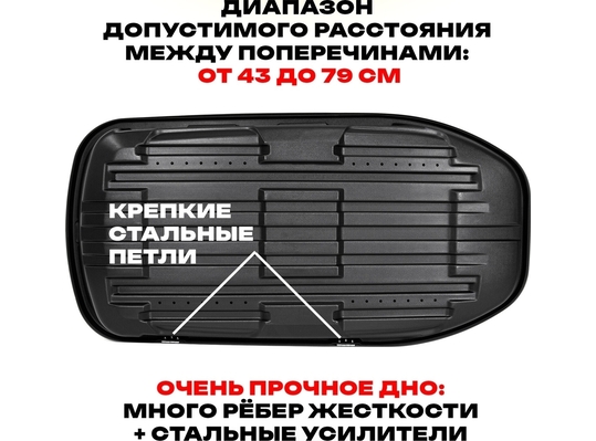 APEX Автобокс APEX 380 - обьём 380 литров / размер 159 х 79 х 43 см / чёрный матовый