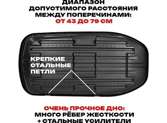 APEX Автобокс APEX 380 - обьём 380 литров / размер 159 х 79 х 43 см / серый матовый